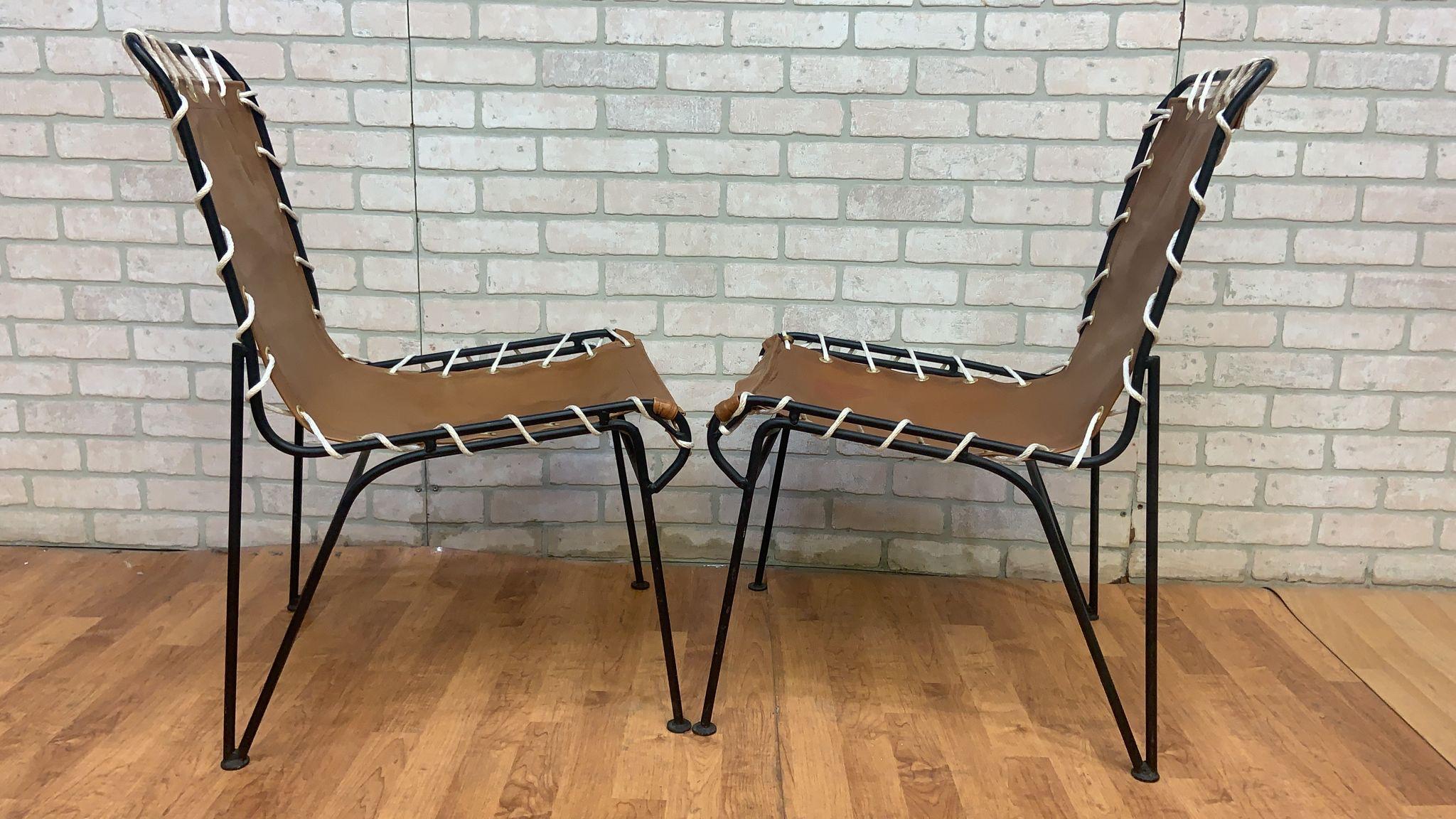 Mid-Century Modern Pipsan for Ficks Reed Wrought Iron “Sol-Air” Lounge Chairs - Pair For Sale
