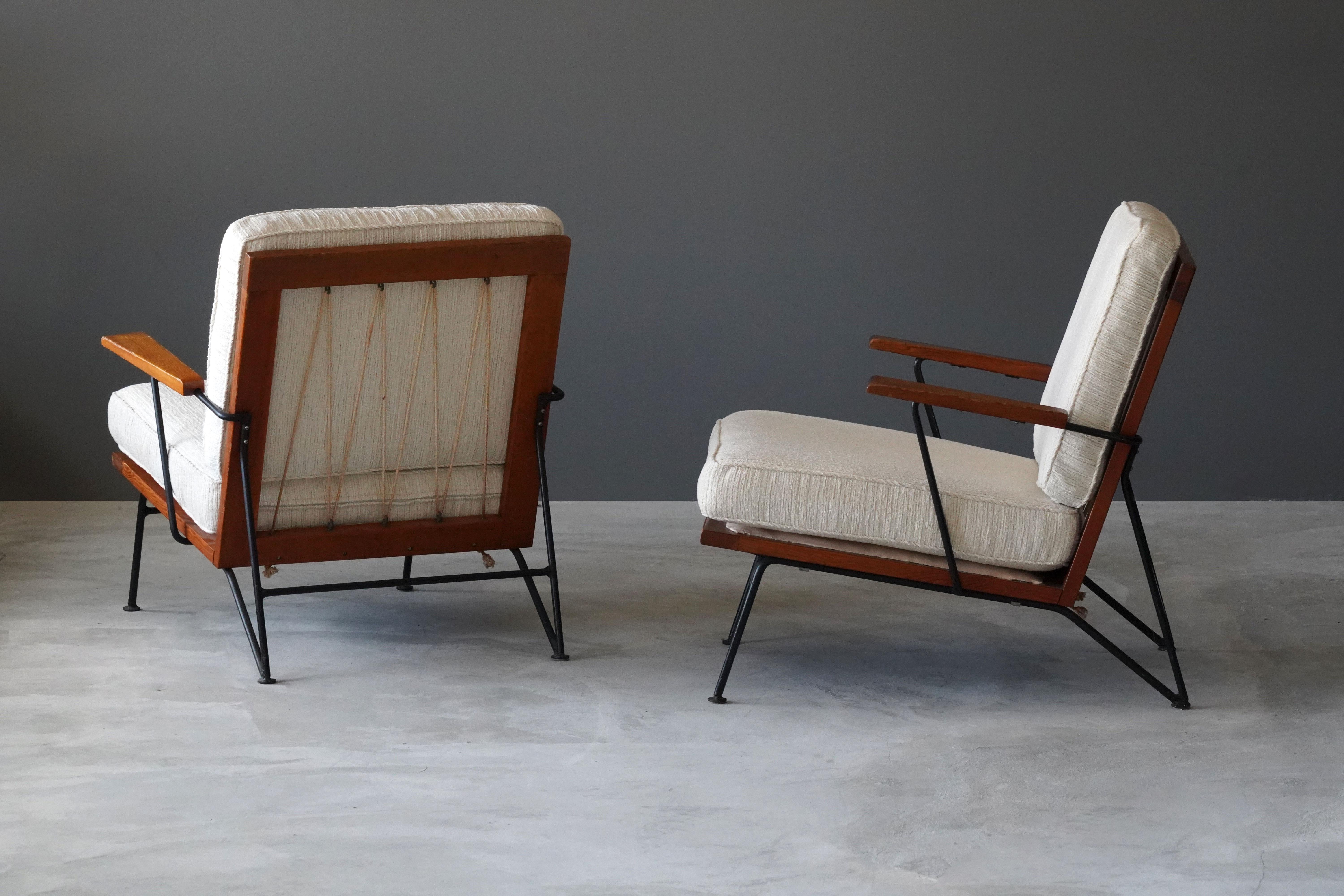 Mid-Century Modern Pipsan Saarinen, Lounge Chairs, White Fabric, Rope, Steel, Pine Ficks Reed, 1949