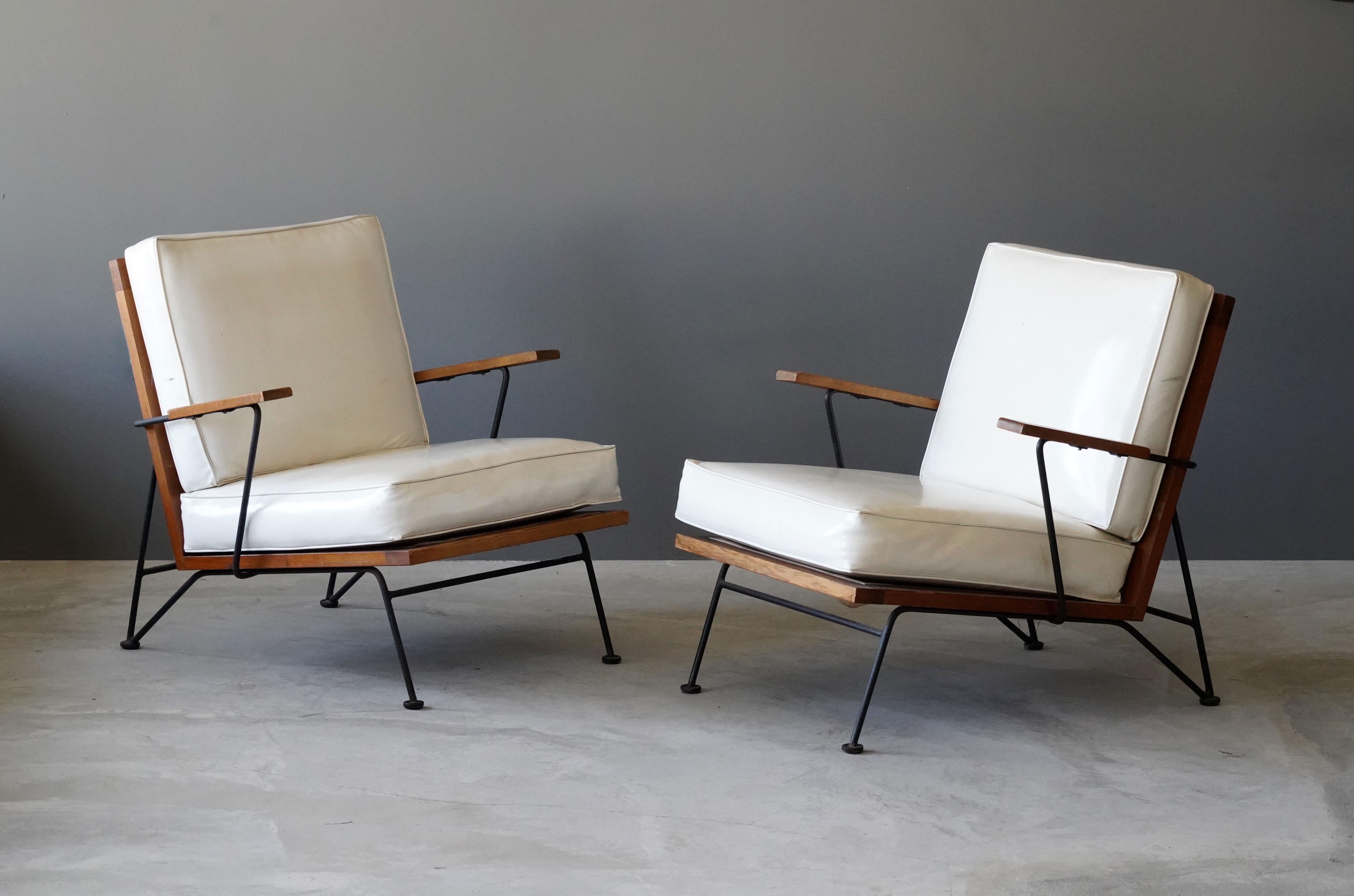 A pair of lounge chairs designed by husband and wife duo Pipsan Saarinen Swanson & J. Robert F. Swanson. Designed by their firm Swanson and Associates as part of the “Sol-Air” line for Ficks Reed Company, Cincinnati in 1949. 

The line was