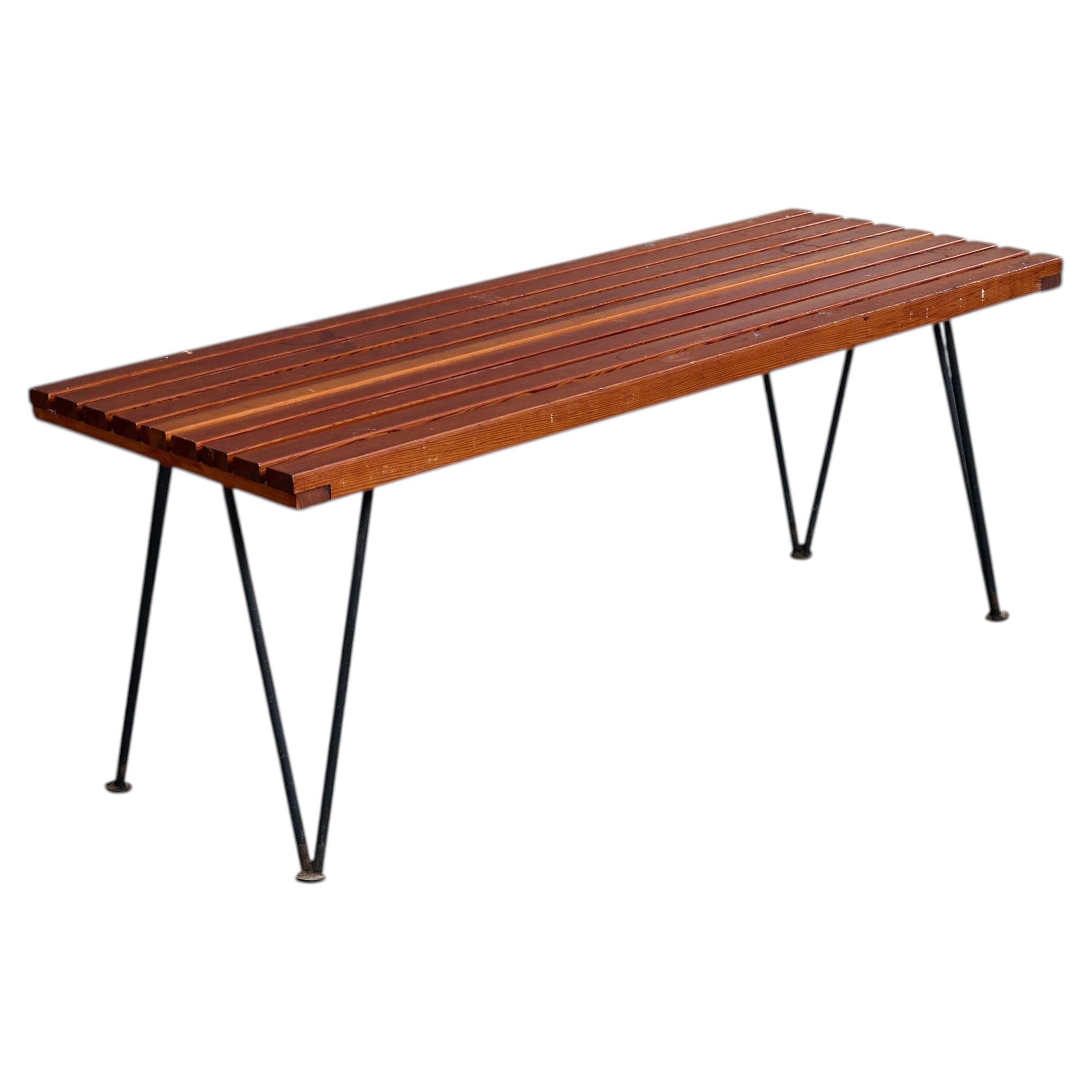 Pipsan Saarinen & Robert Swanson, Bench, Steel, Pine USA, 1950s For Sale