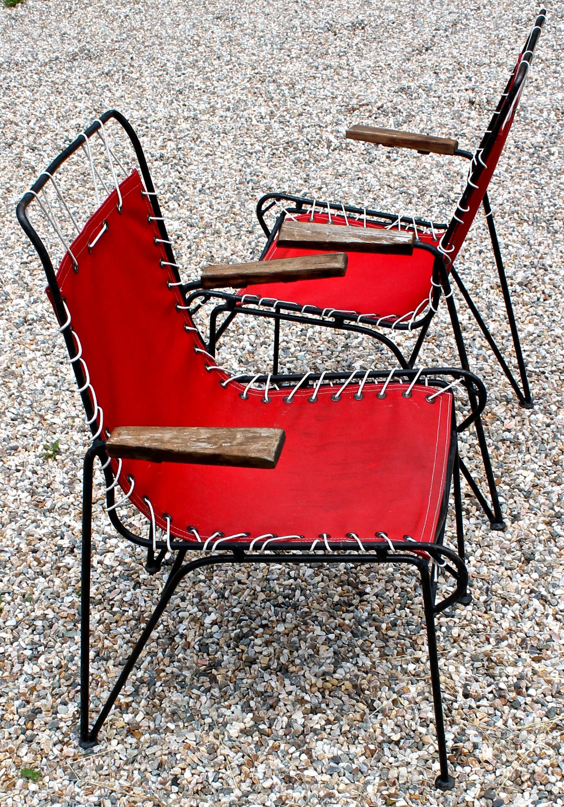 American Pipsan Saarinen Swanson for Ficks Reed Wrought Iron 'Sol-Air' Patio Armchairs