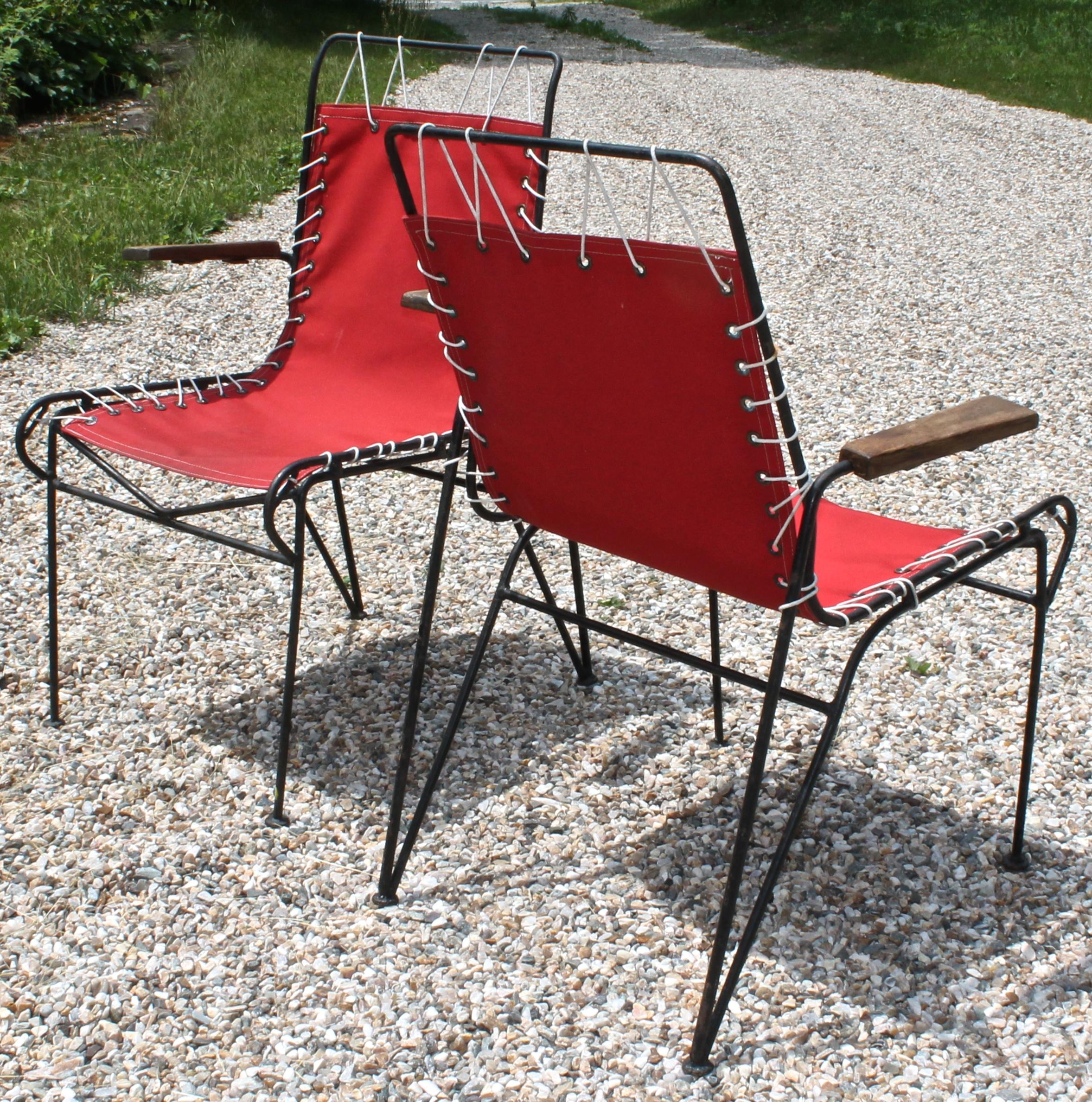 Forged Pipsan Saarinen Swanson for Ficks Reed Wrought Iron 'Sol-Air' Patio Armchairs