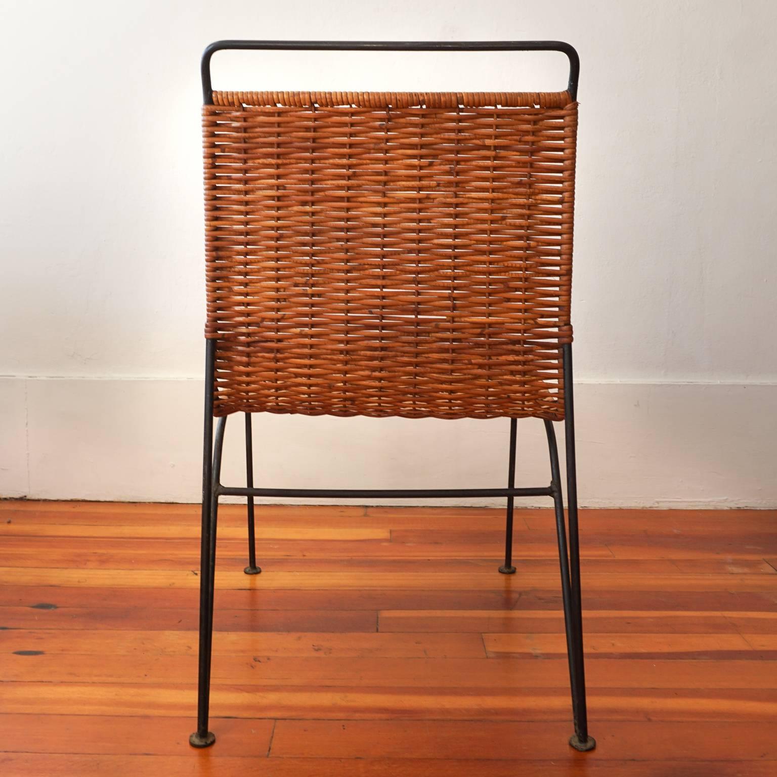 Mid-Century Modern Pipsan Saarinen Swanson Iron and Cane Chair for Ficks Reed, 1950s