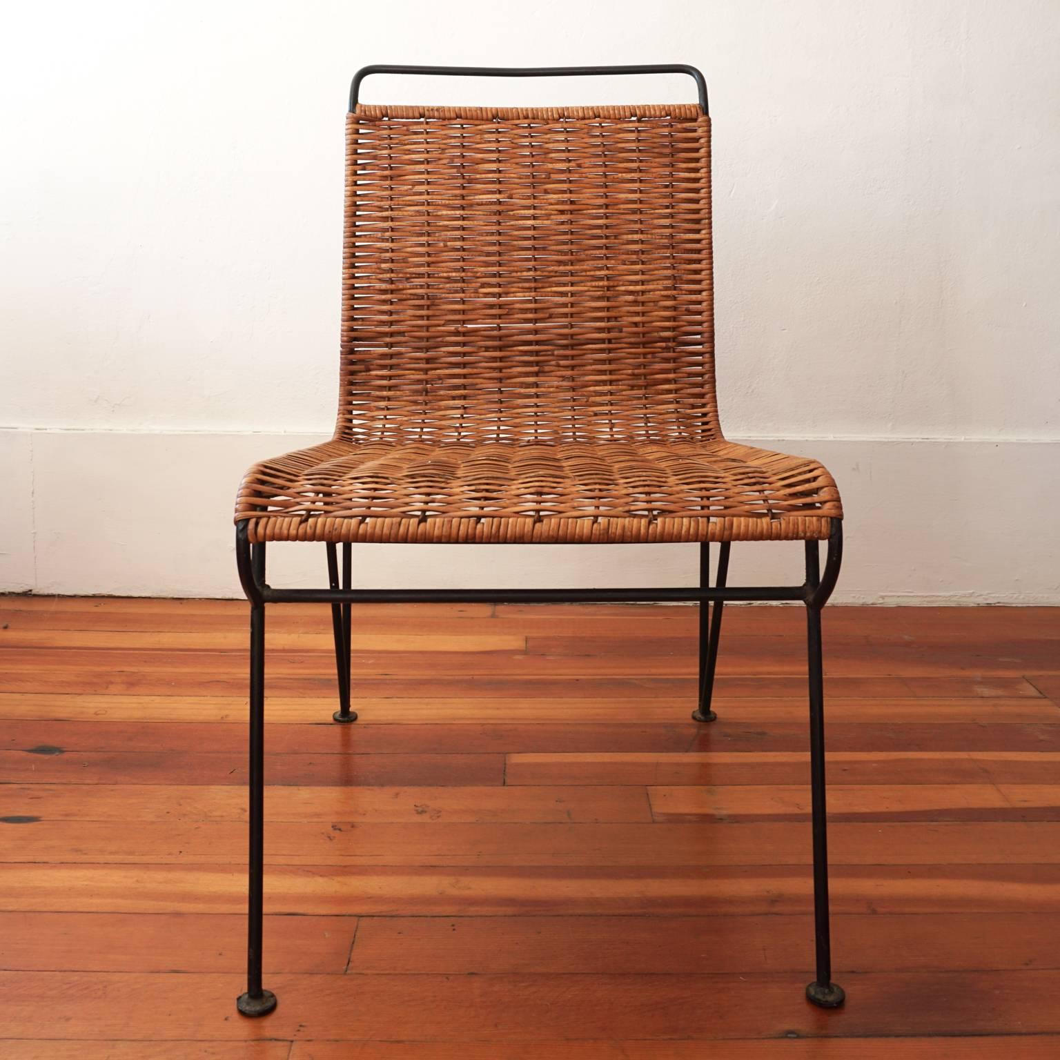Pipsan Saarinen Swanson Iron and Cane Chair for Ficks Reed, 1950s In Excellent Condition In San Diego, CA