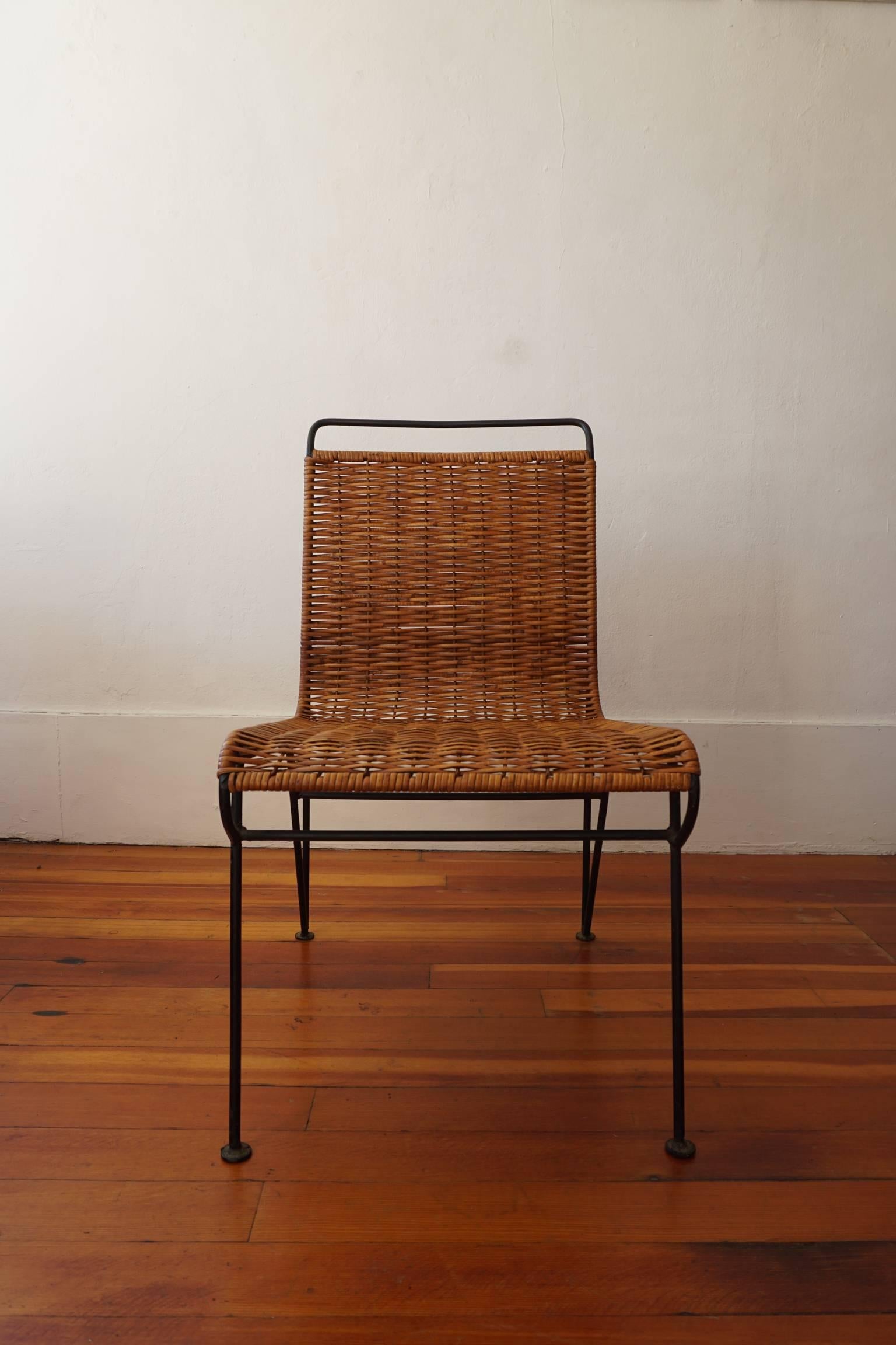 Mid-20th Century Pipsan Saarinen Swanson Iron and Cane Chair for Ficks Reed, 1950s
