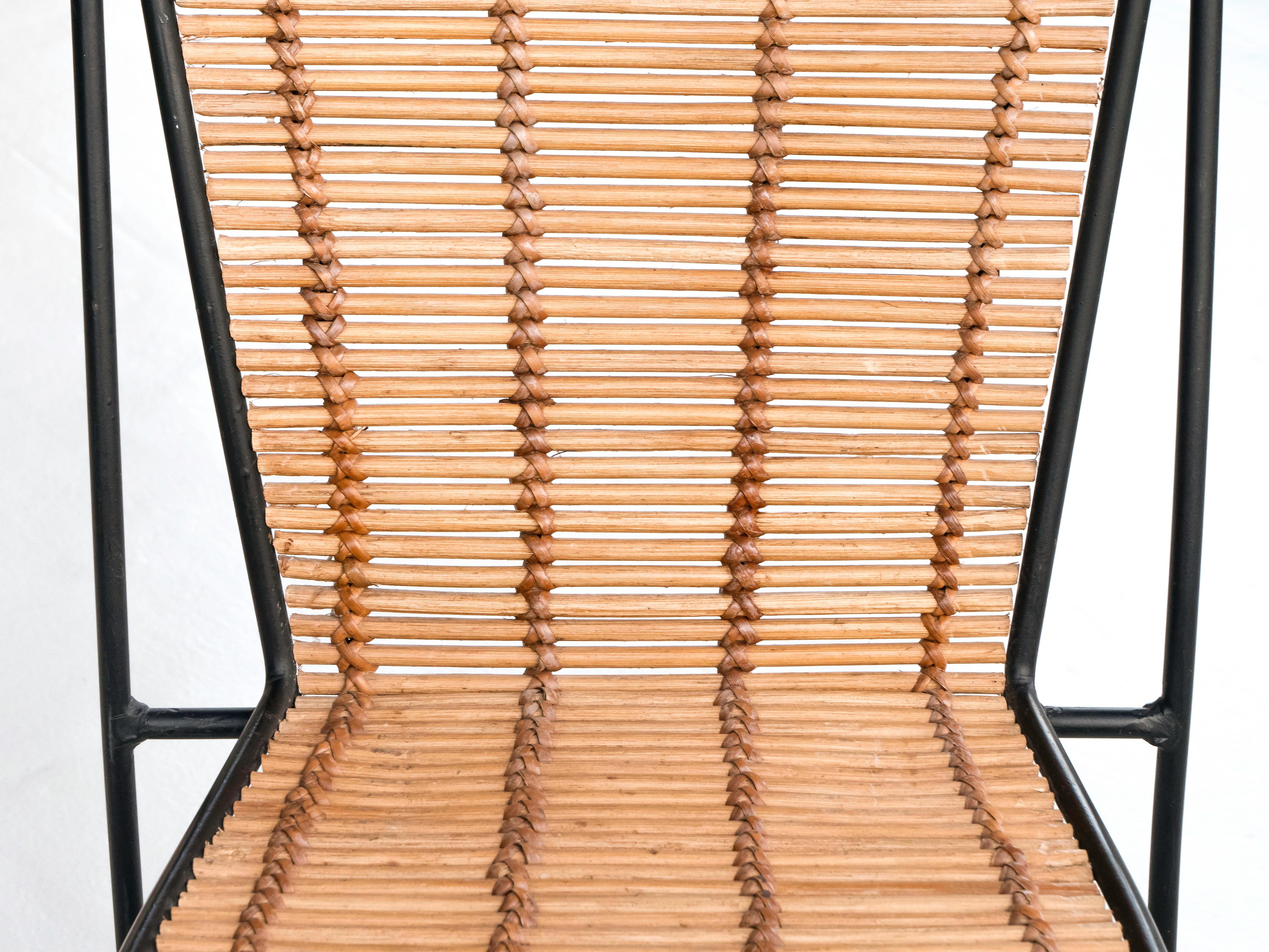 Pipsan Saarinen Swanson Iron & Rattan Set of 6 Chairs, Ficks Reed, 1950s 5