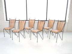 Pipsan Saarinen Swanson Iron & Rattan Set of 6 Chairs, Ficks Reed, 1950s