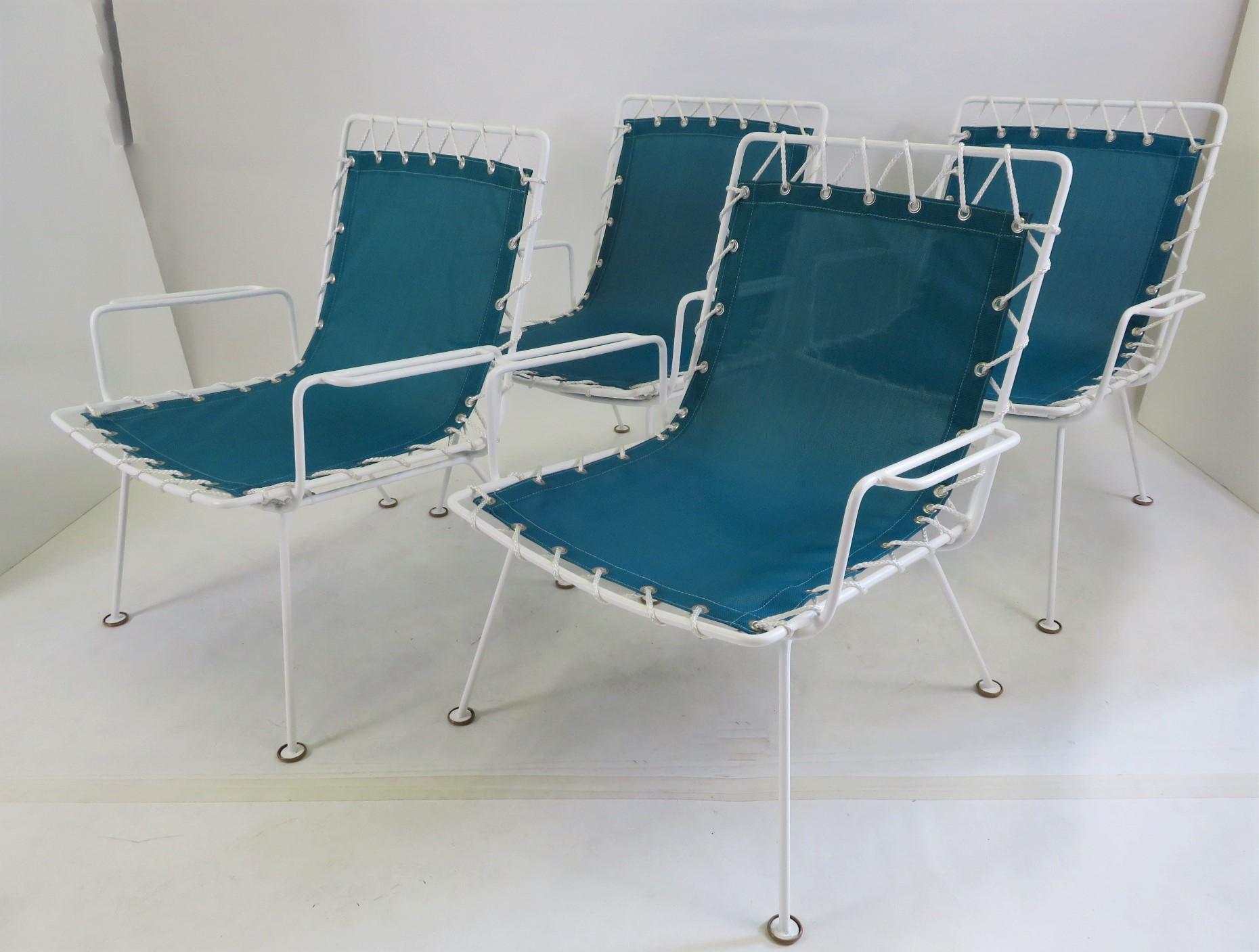 Mid-Century Modern Pipsan Saarinen Swanson Sol Air Set of 4 Outdoor Chairs 1950s Ficks Reed Co.