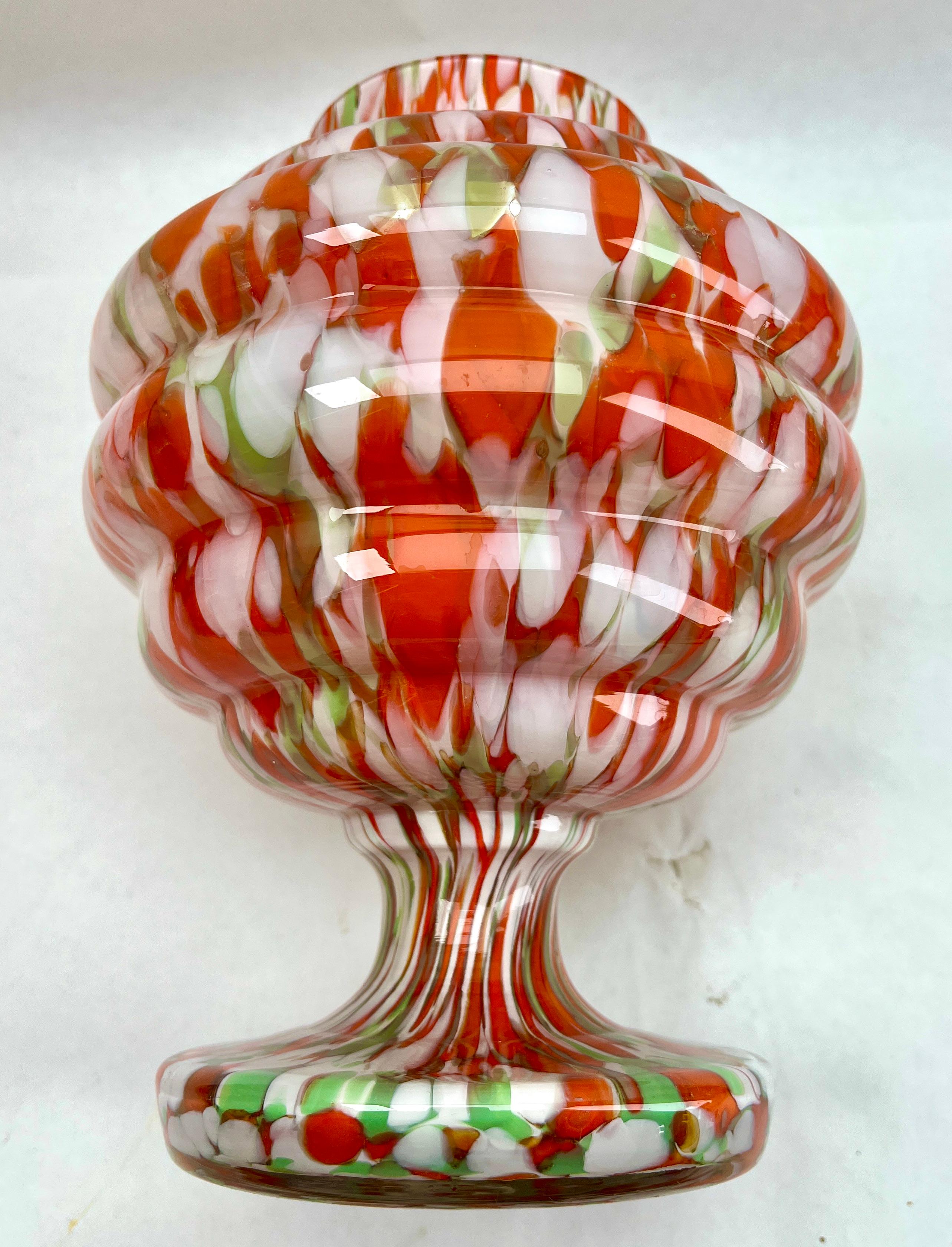 20th Century 'Pique Fleurs'  Vase, in Multi Color Decor with Grille, Late 1930s For Sale