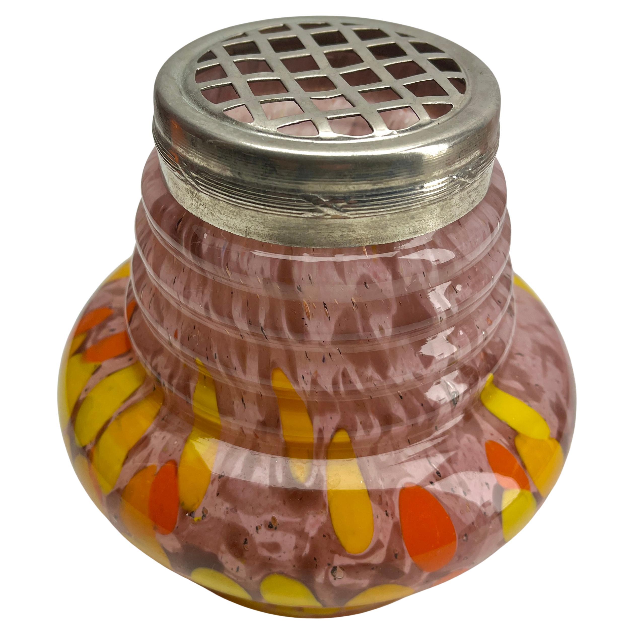 Pique Fleurs  Vase, in mehrfarbigem Dekor mit Grille, Ende der 1930er Jahre (Art nouveau) im Angebot