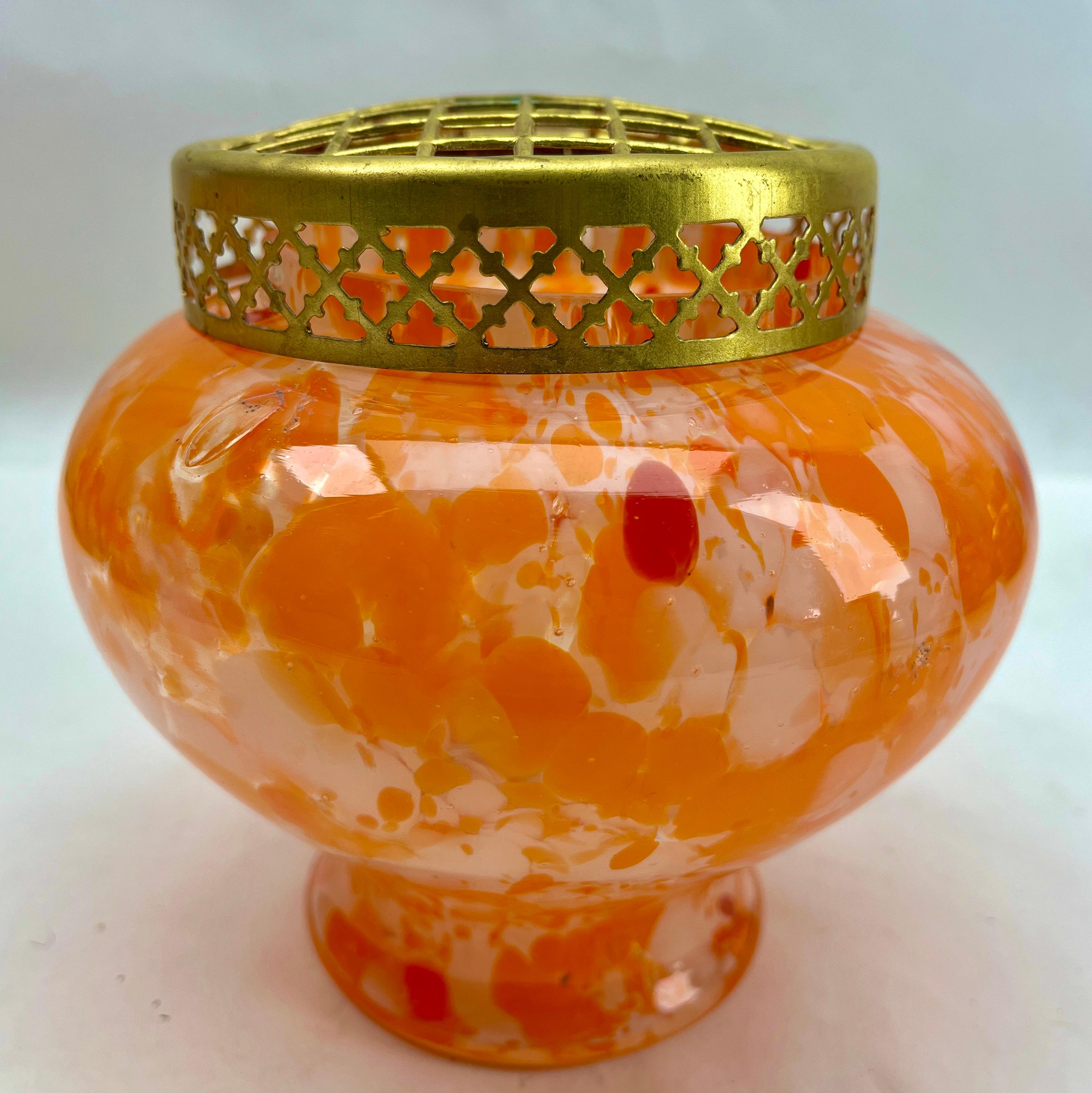 20th Century 'Pique Fleurs'  Vase, in Multi Color Decor with Grille, Late 1930s For Sale