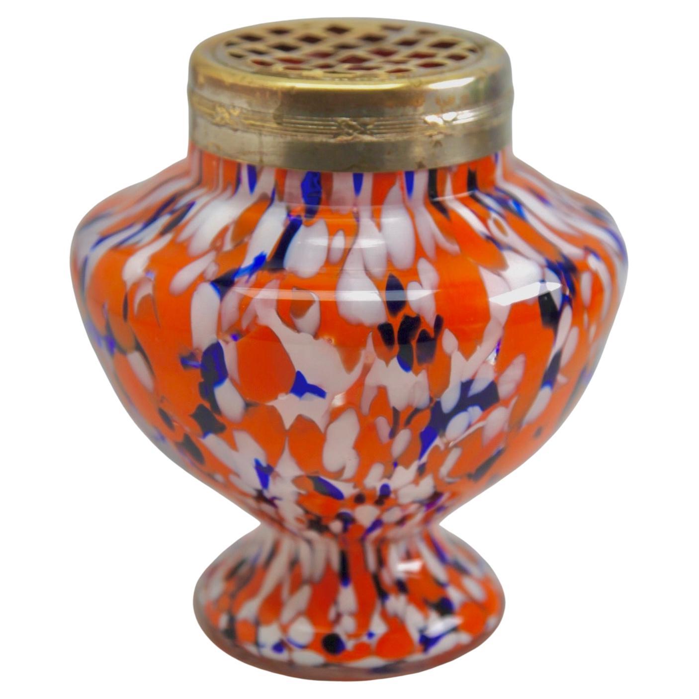 'Pique Fleurs' Vase, in Multi Color Decor with Grille, Late 1930s