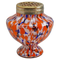 Antique 'Pique Fleurs' Vase, in Multi Color Decor with Grille, Late 1930s
