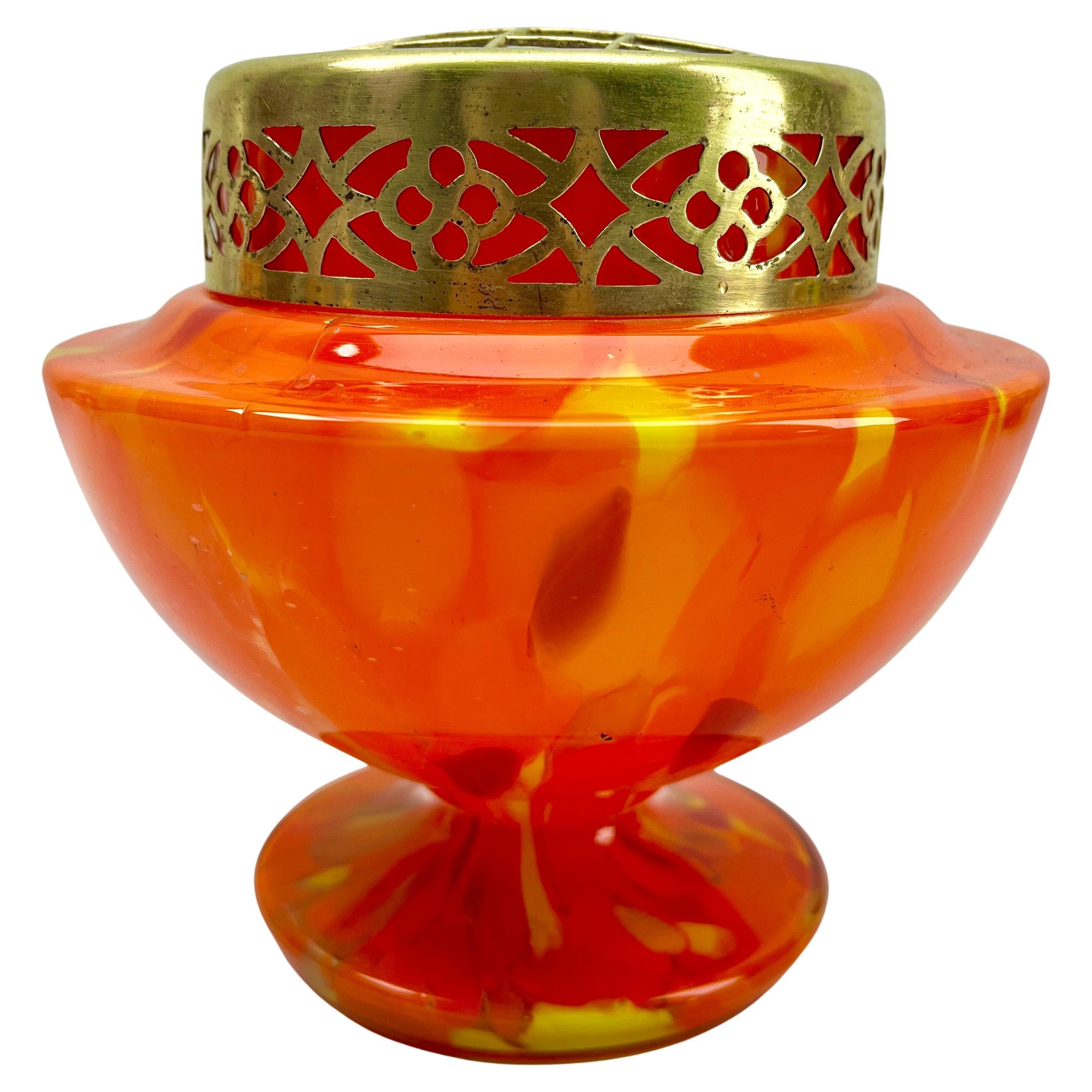 'Pique Fleurs'  Vase, in Multi Color Decor with Grille, Late 1930s For Sale