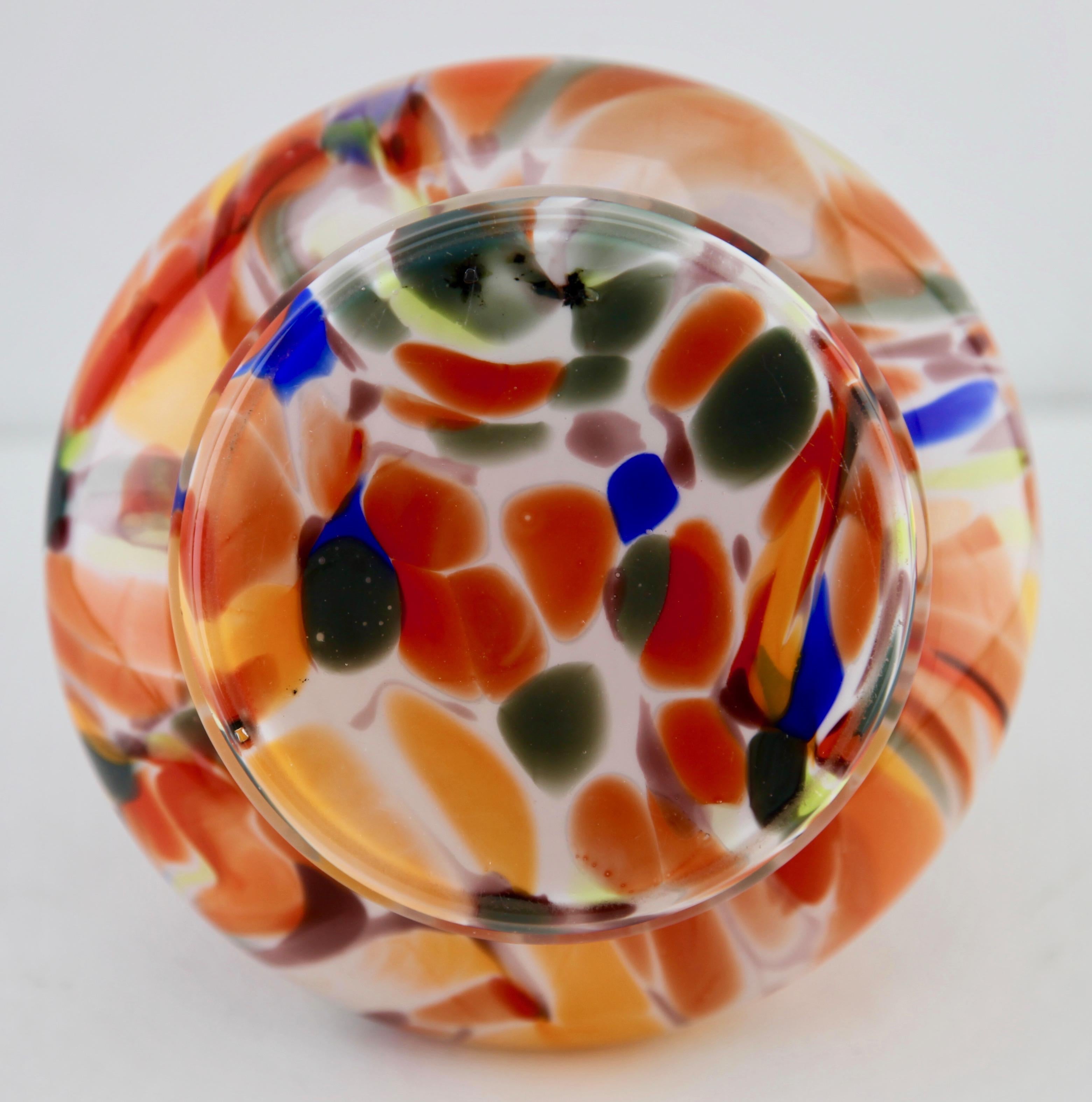 20th Century 'Pique Fleurs' Vase in Multicolored Splatter Glass, with Grille