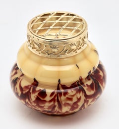 'Pique Fleurs' Vase, with 'Coffee and Caramel' Decor, with Grille, Late 1930s