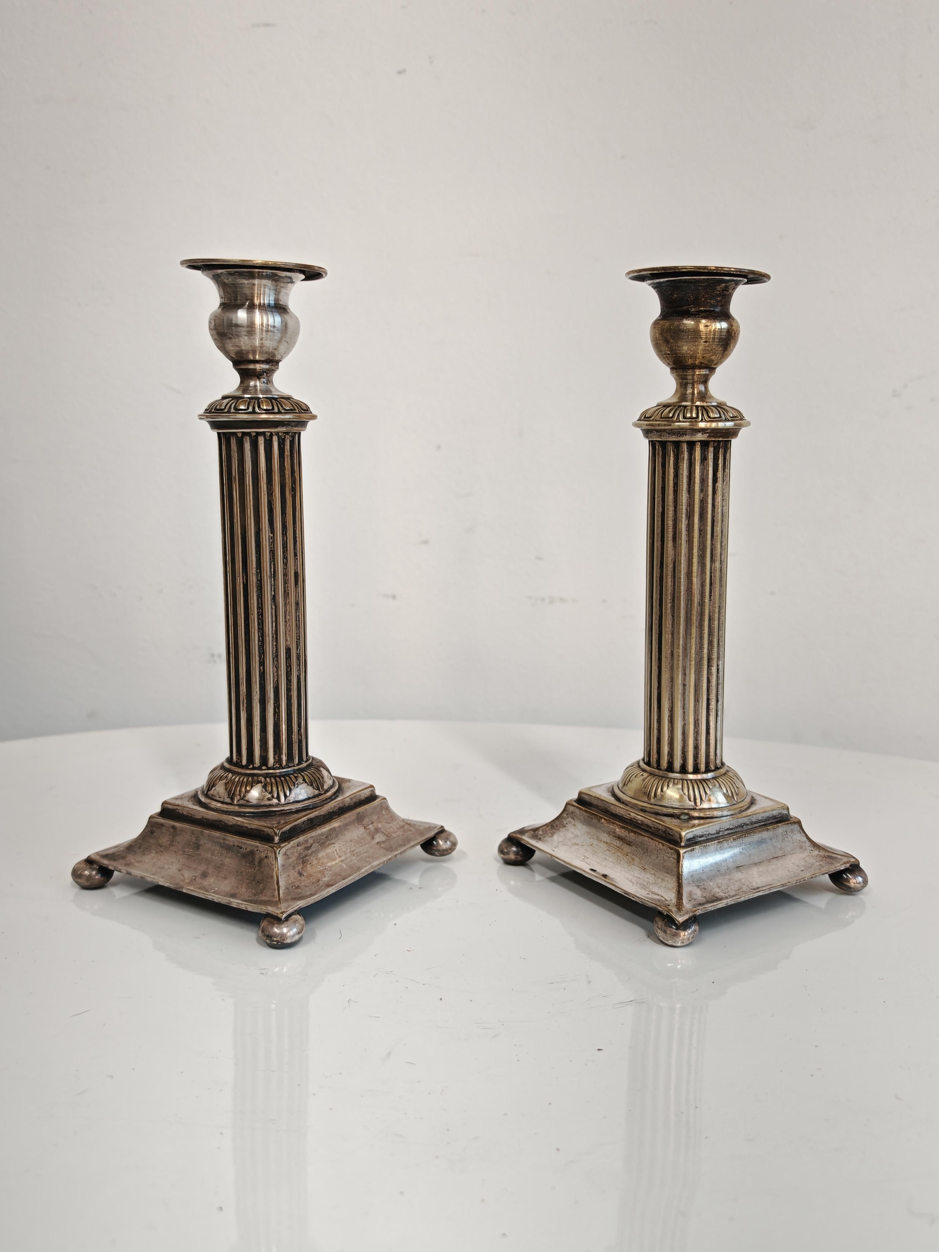 Coppia di candelieri antichi in argento, Diana Silver, Vienna, XIX secolo in vendita 4