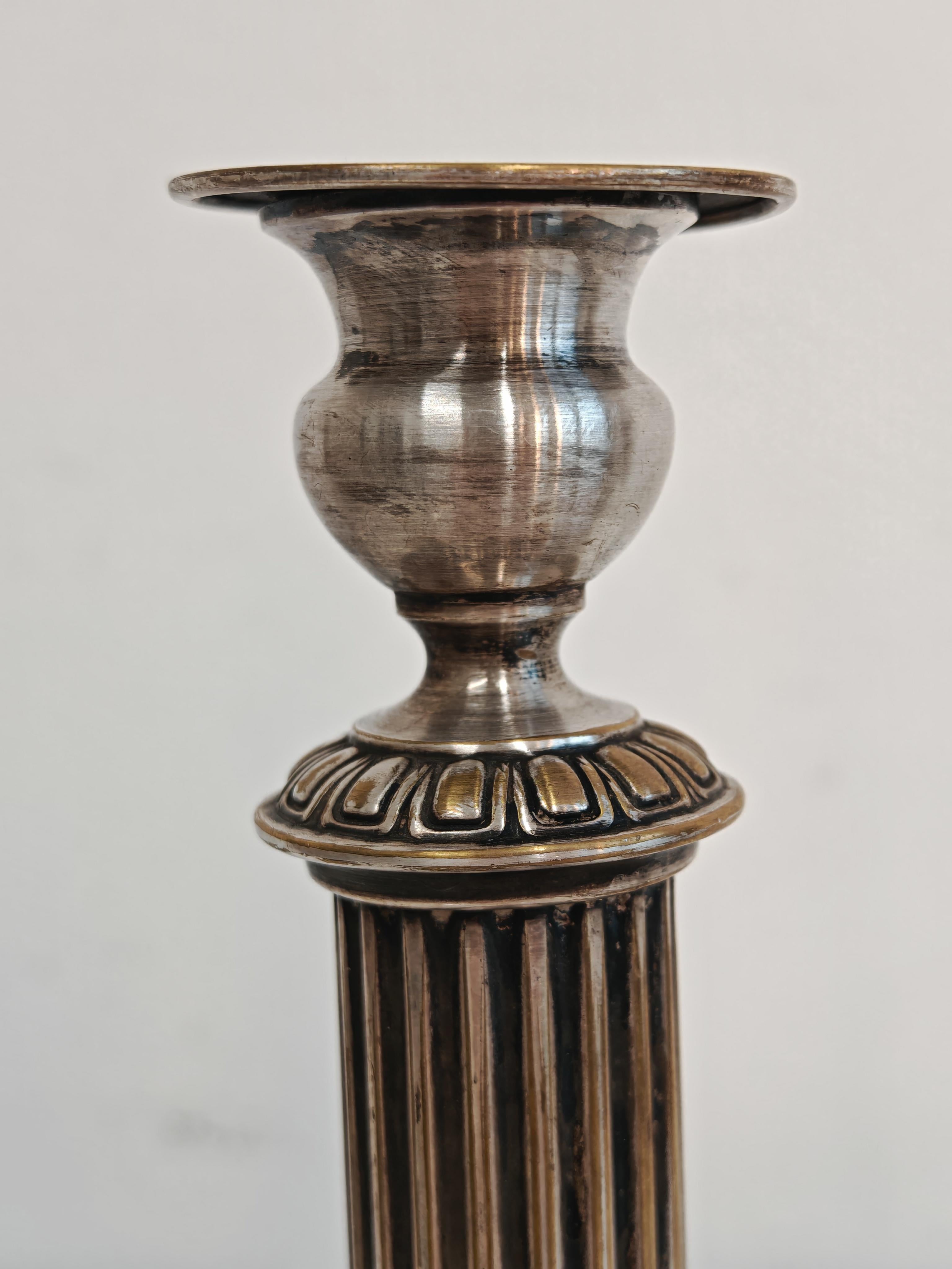 Coppia di candelieri antichi in argento, Diana Silver, Vienna, XIX secolo In condizioni buone in vendita a Beograd, RS