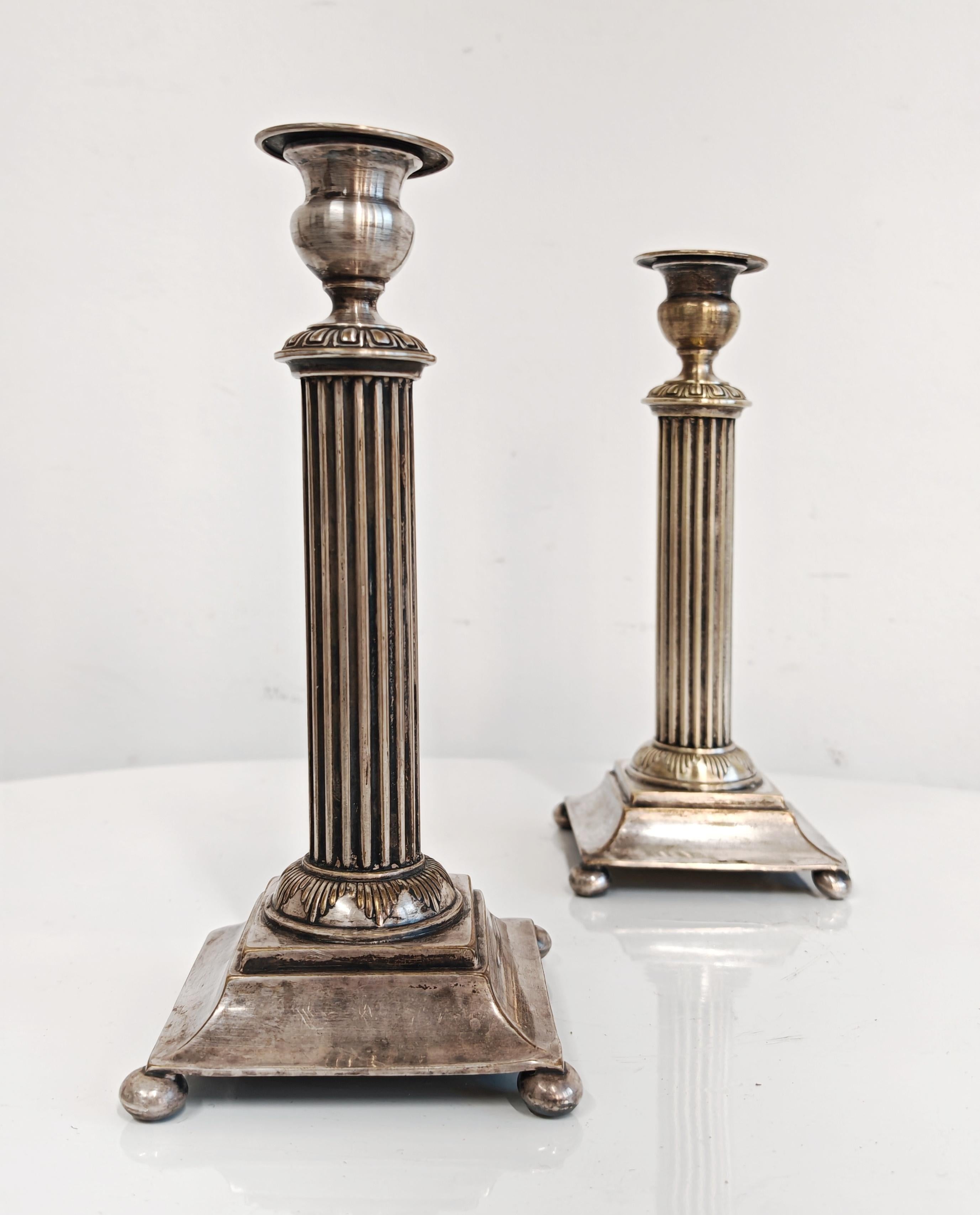 Argento Coppia di candelieri antichi in argento, Diana Silver, Vienna, XIX secolo in vendita