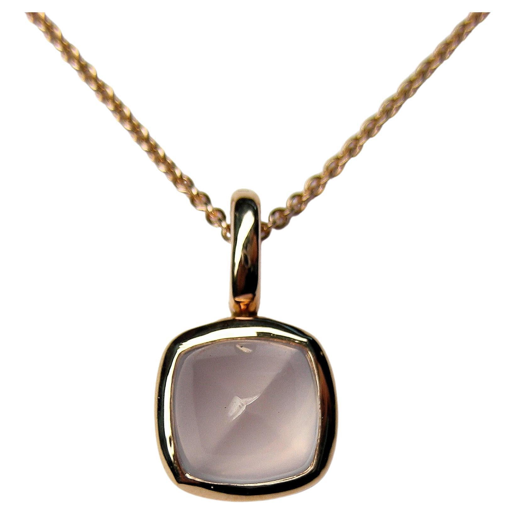 Piramid Cabouchon White Moonstone Ring in 18k Yellow Gold Pendant Necklace For Sale 4