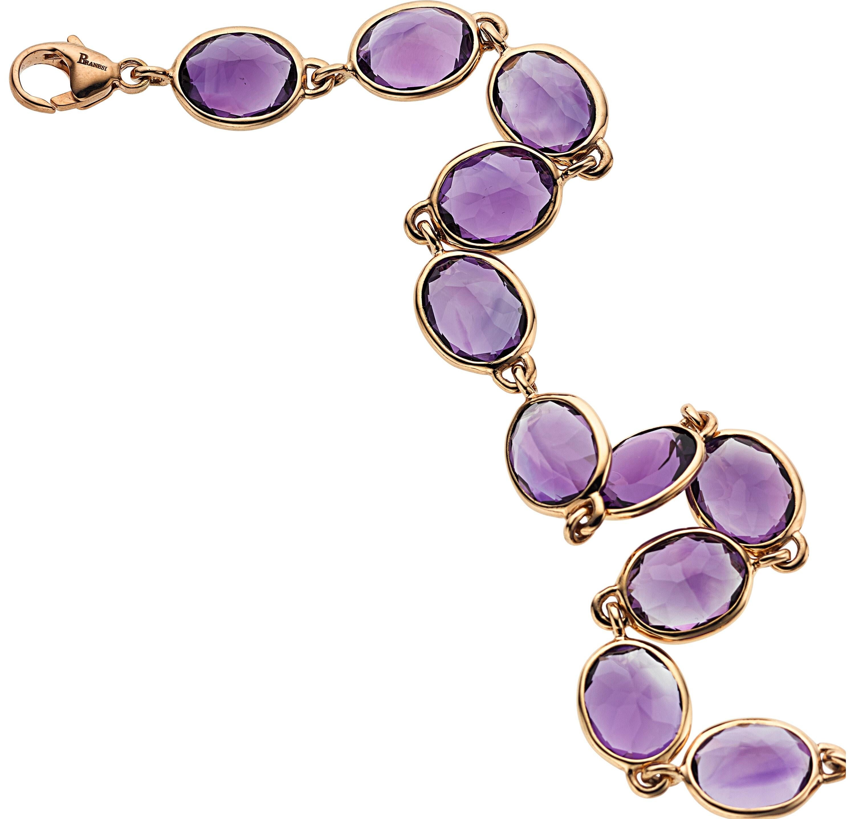 Modern Piranesi 18k Rose Gold & 148.02ct Oval Amethyst Necklace, Length 36.25