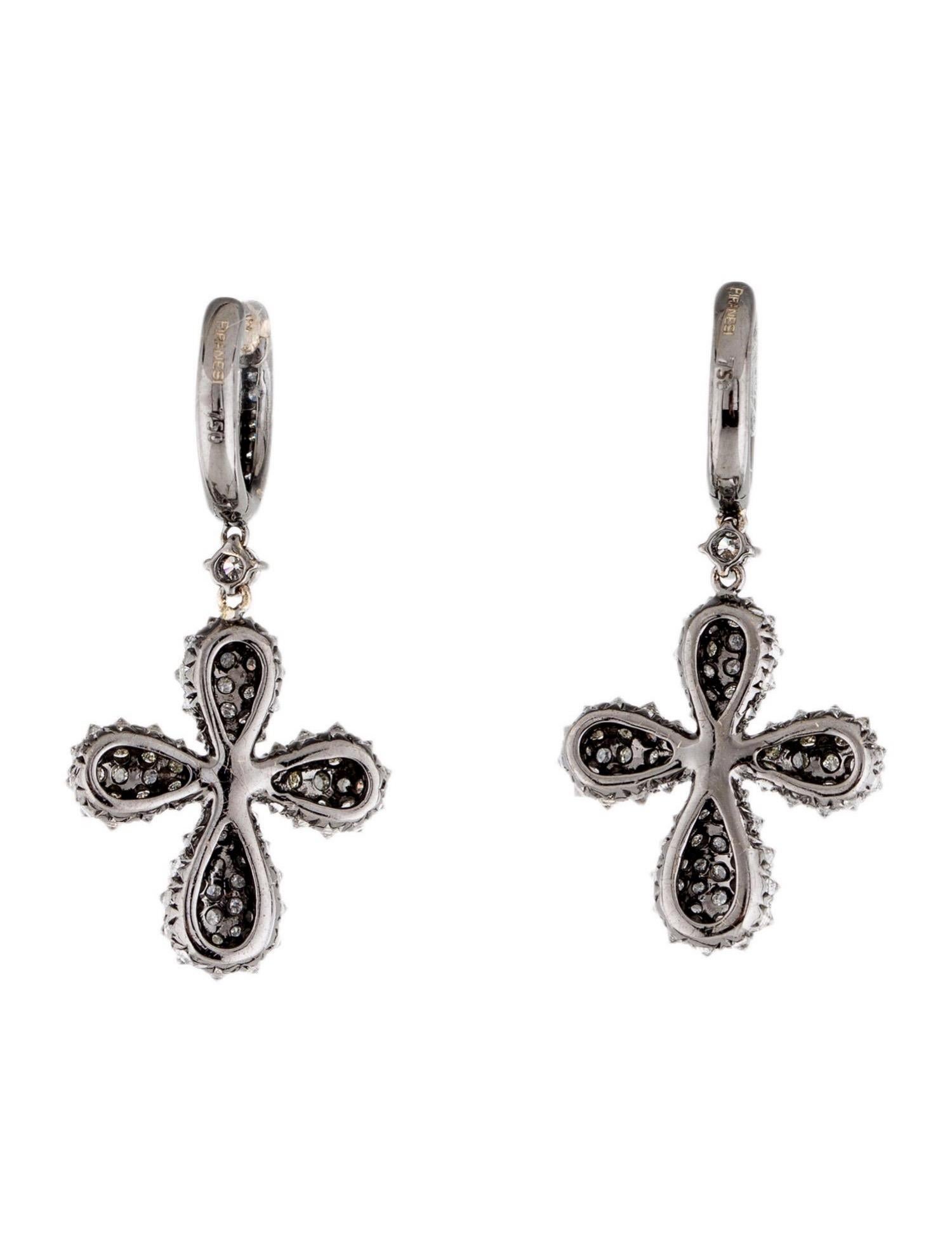 PIRANESI 18kt Black Gold 2.31 tcw Diamond Cross Drop Earrings For Sale 3