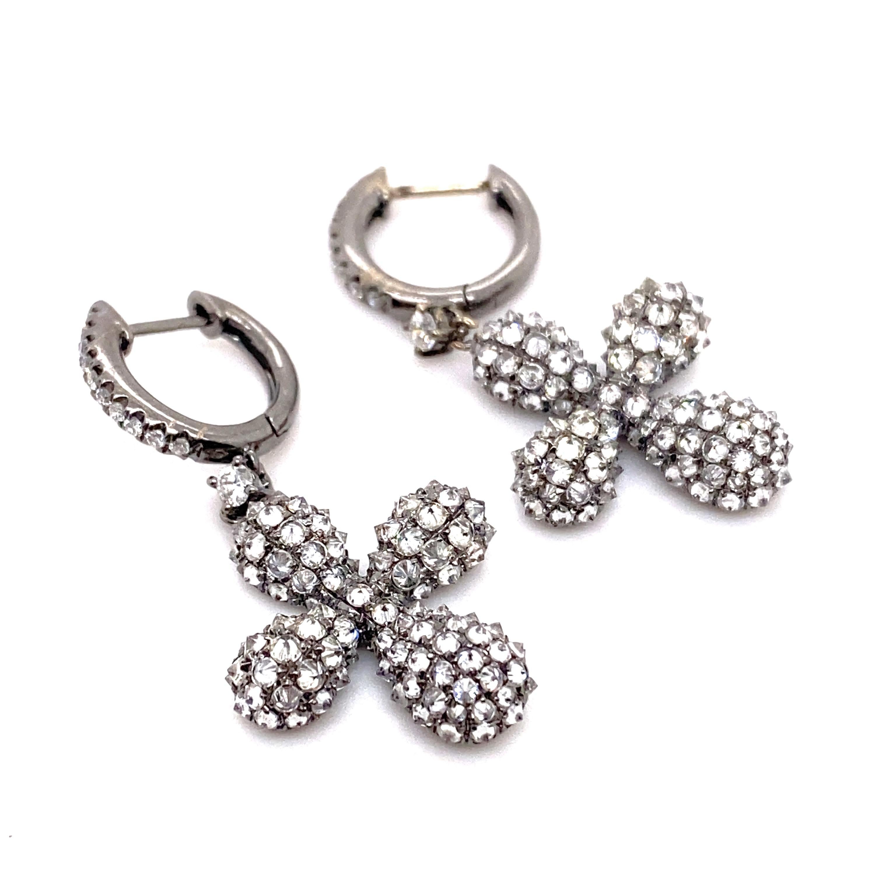 Women's or Men's PIRANESI 18kt Black Gold 2.31 tcw Diamond Cross Drop Earrings For Sale