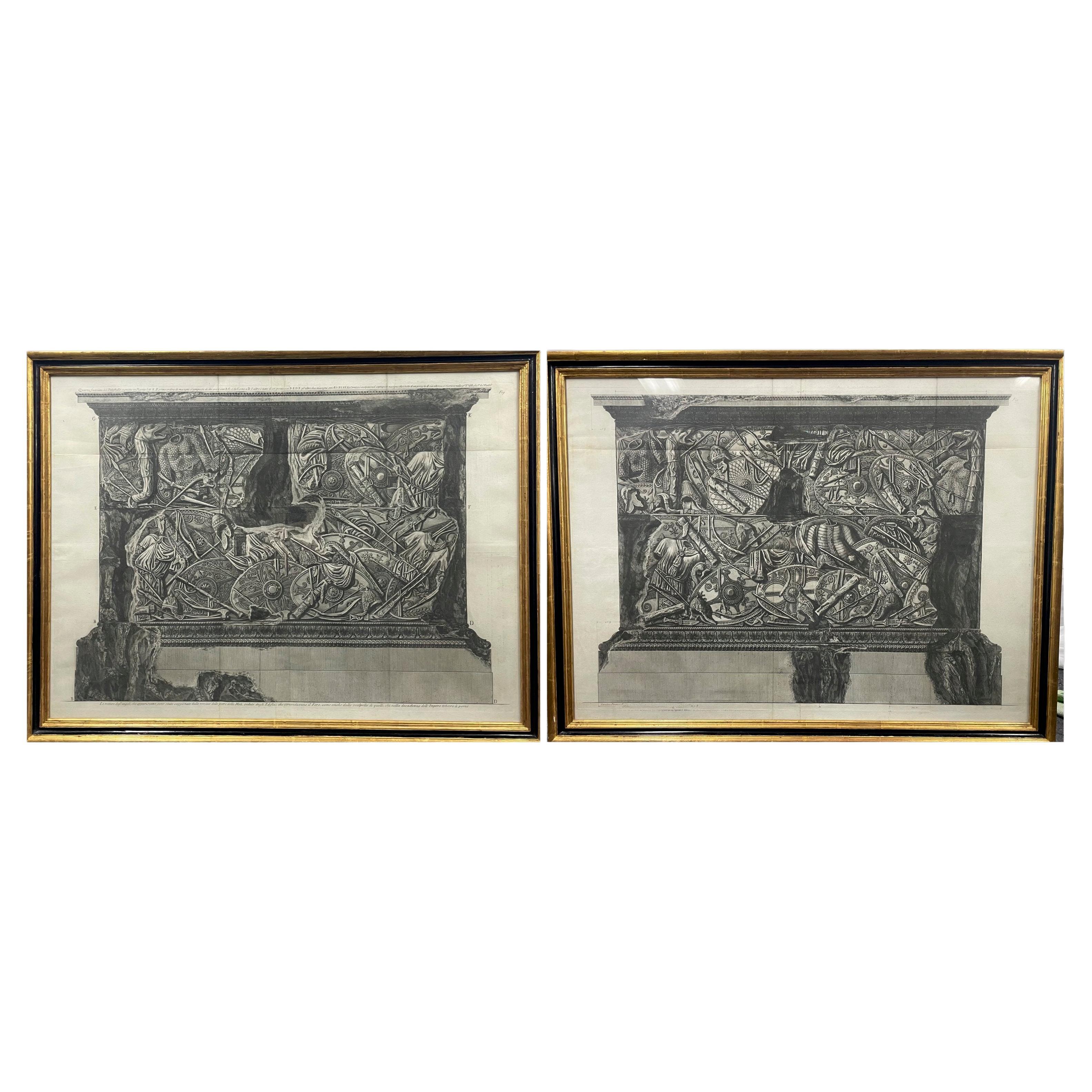 Piranesi 2 engravings "Frontals of Trajan's column pedestal" XVIII For Sale