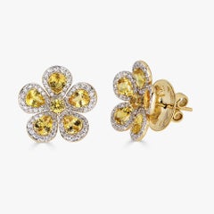 Piranesi Classic Flower Earrings in 18k Yellow Gold with Yellow Sapphires