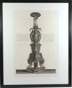 Piranesi Etching of a Monumental Candelabrum with Cranes from Hadrian’s Villa