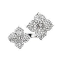 Piranesi Mosaique Flower Double Ring in 18k White Gold with Diamonds