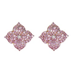 Piranesi Mosaique Large Flower Earrings in 18k Rose Gold with Pink Sapphire