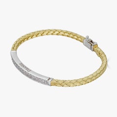 Piranesi Oro Braided Bracelet in 18k Yellow Gold with Round White Diamonds