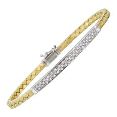 Piranesi Oro Braided Bracelet in 18k Yellow Gold with Round White Diamonds