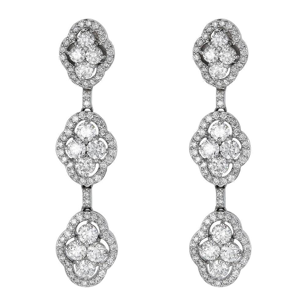 Piranesi Pacha Diamond Earrings with 4.72 Round Diamonds For Sale