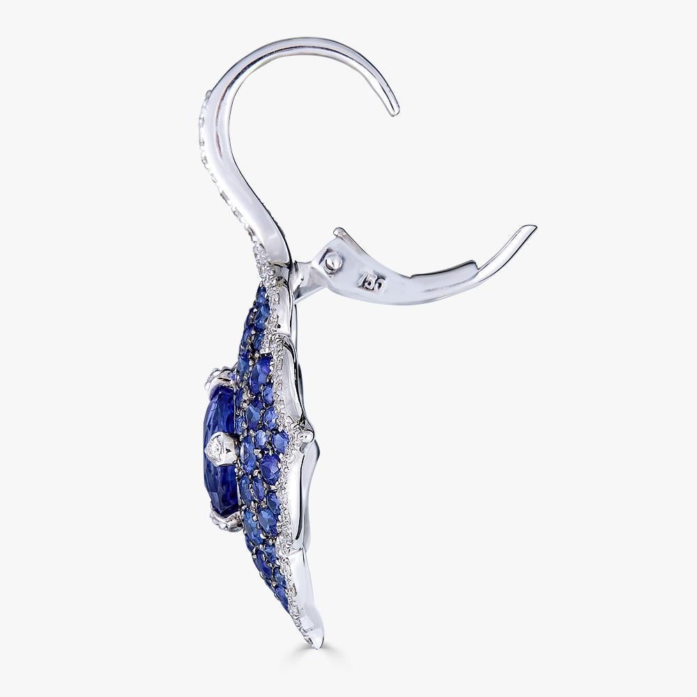 Piranesi Pacha on Wire Earrings in 18K White and Black Gold with Blue Sapphire In New Condition For Sale In New York, NY