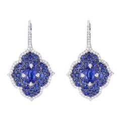 Piranesi Pacha on Wire Earrings in 18K White and Black Gold with Blue Sapphire