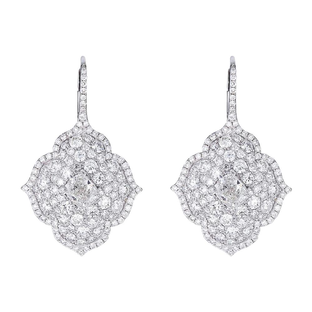 Piranesi Pacha on Wire Earrings in 18K White Gold with 2.82cts White Diamonds For Sale