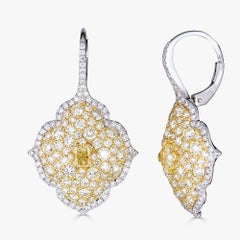 Piranesi Pacha on Wire Earrings in 18K White Gold with 3.21cts Yellow Diamonds