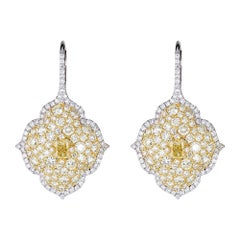 Piranesi Pacha on Wire Earrings in 18K White Gold with 3.21cts Yellow Diamonds