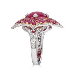Piranesi Pacha Ring with 3.71 Cabochon Ruby and Round Diamonds