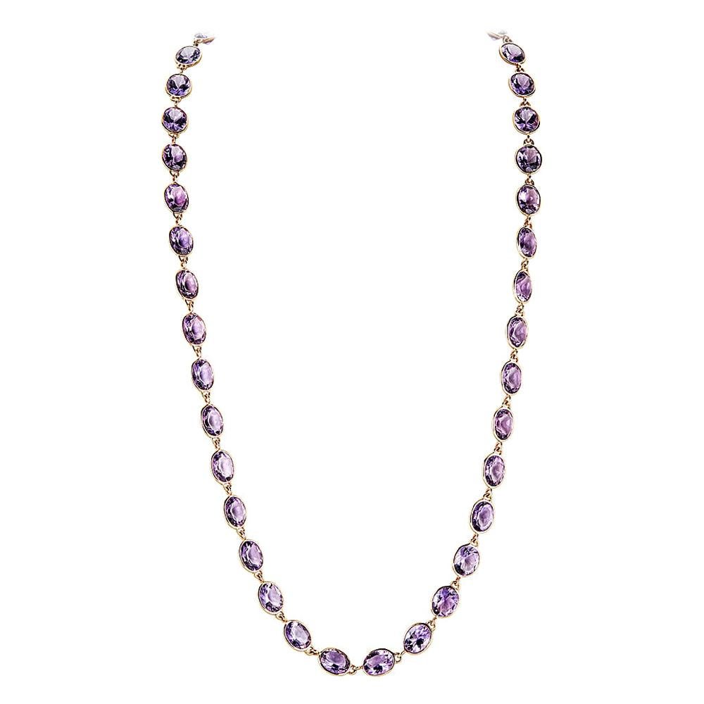 Piranesi Pietra Chain Necklace with Oval Amethyst For Sale