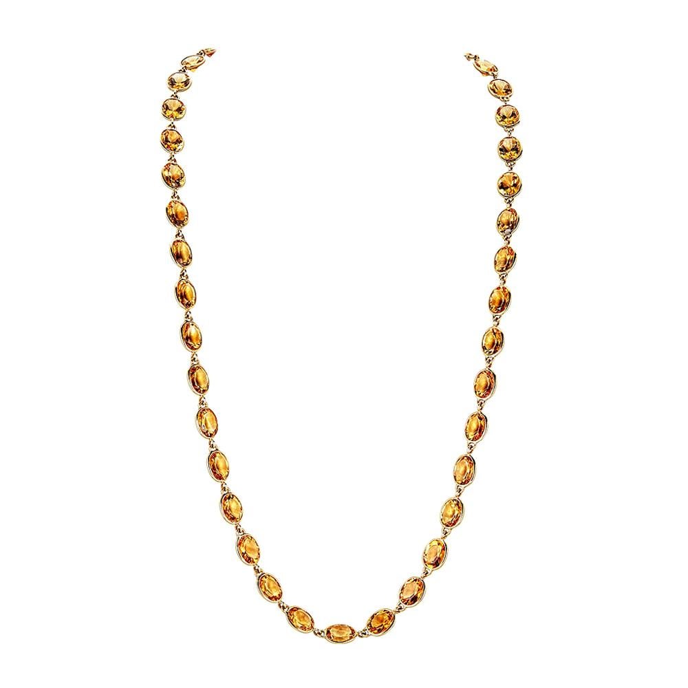 Piranesi Pietra Chain Necklace with Oval Citrine For Sale