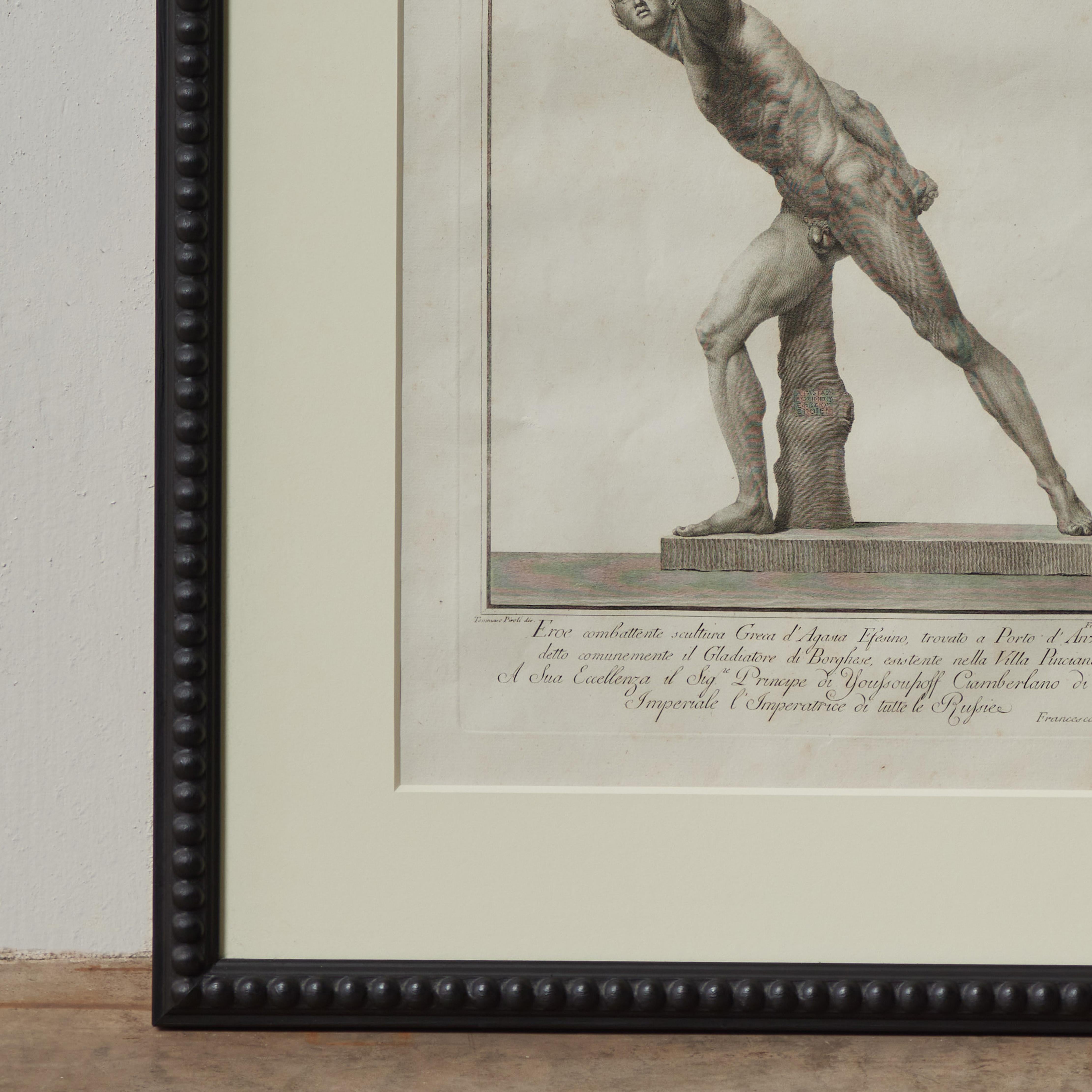 Early 19th Century Piranesi Print of the Borghese Gladiator For Sale