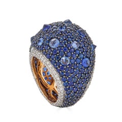 Piranesi Reverse Set Rhapsody Ring with 12.95 Blue Sapphire and Round Diamond