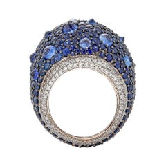 Piranesi Reverse Set Rhapsody Ring with 12.95 Blue Sapphire and Round Diamond