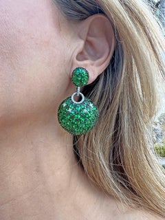 Piranesi Tsavorite Garnet Diamond Pendant Earrings