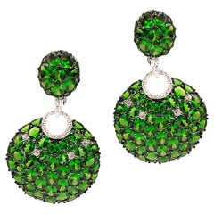 Piranesi Tsavorite Garnet Diamond Pendant Earrings