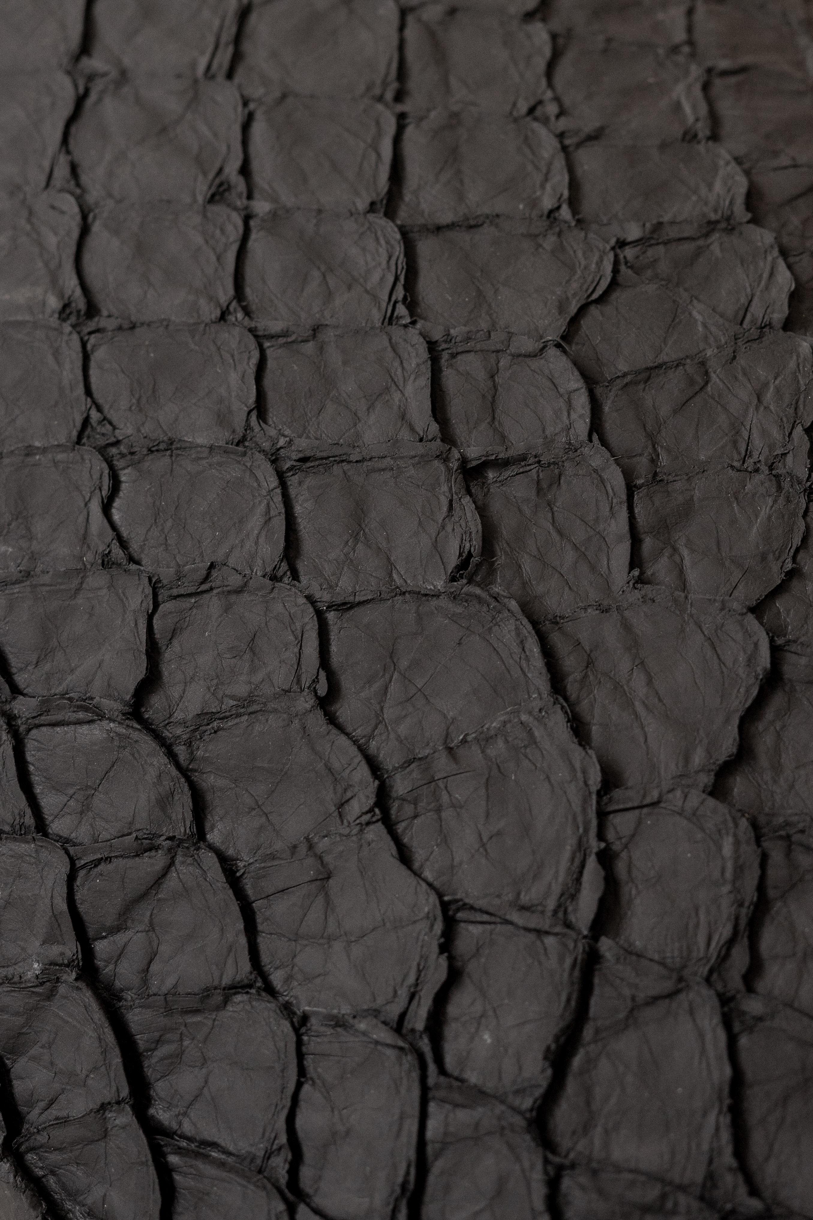Brésilien Coussin Pirarucu en cuir noir par Bossa Home Collection, 2025 en vente