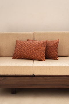 Pirarucu Leather Cushion Caramelo by Bossa Home Collection, 2025